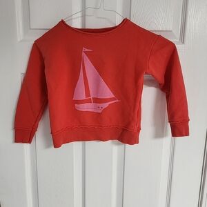 Boden Red Kids Sweatshirt with Sailboat Design